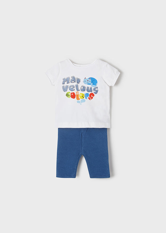 Mayoral kız bebek yazlık  denim tayt  tişört takım 1723
