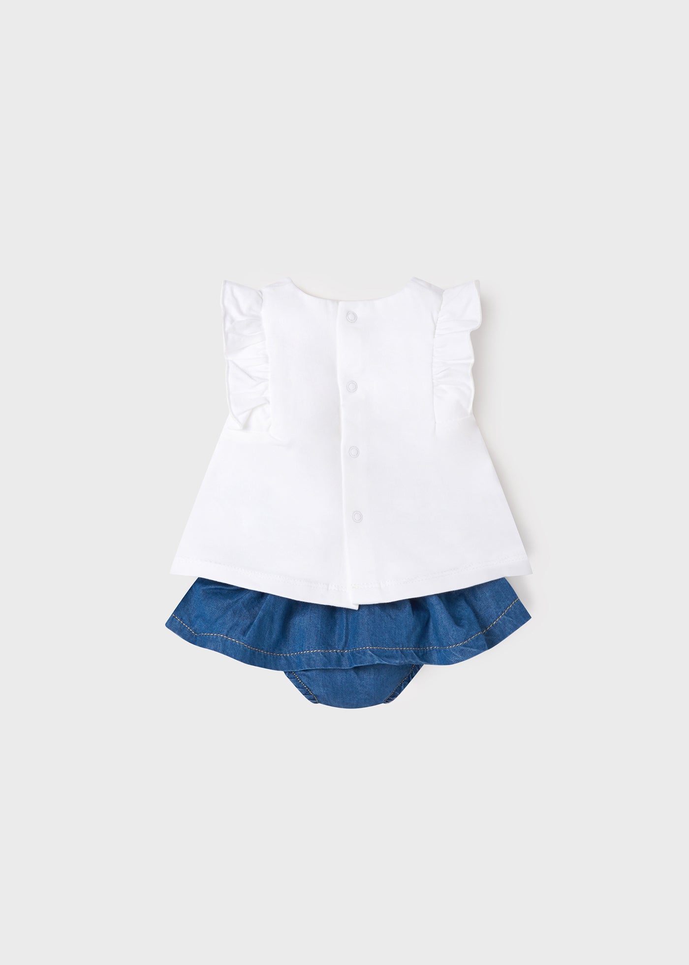 Mayoral kız bebek yazlık tişört denim etek şort 2 li takım 1859