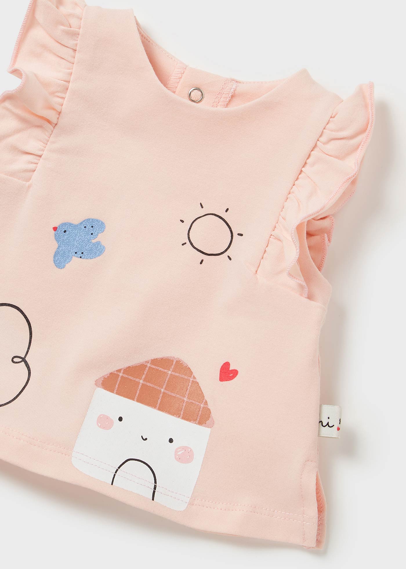 Mayoral kız bebek yazlık tişört denim etek şort 2 li takım 1859