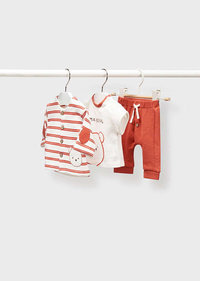 Mayoral erkek bebek hırka tişört pantolon 3 lü set 1862