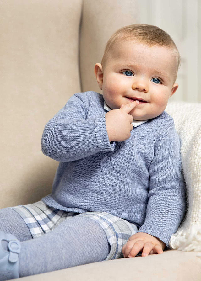 Mayoral erkek bebek kazak kareli şort çorap 3 lü set 2225