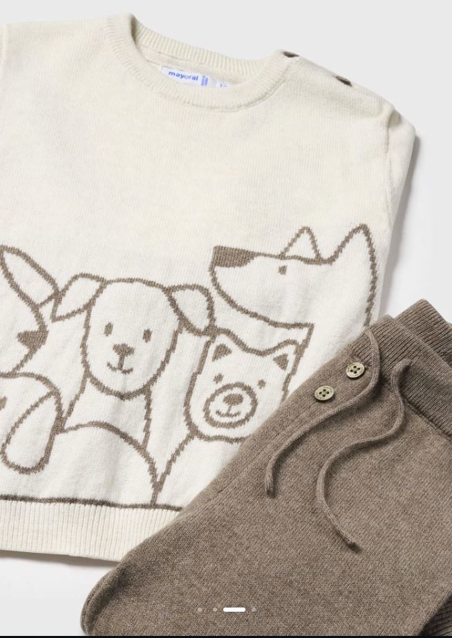 Mayoral erkek bebek örme bere kazak pantolon 3 lü set 2546