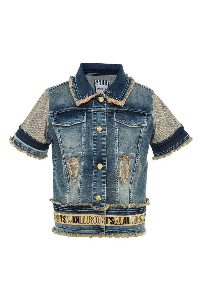 Kız çocuk kısa kollu denim çeket