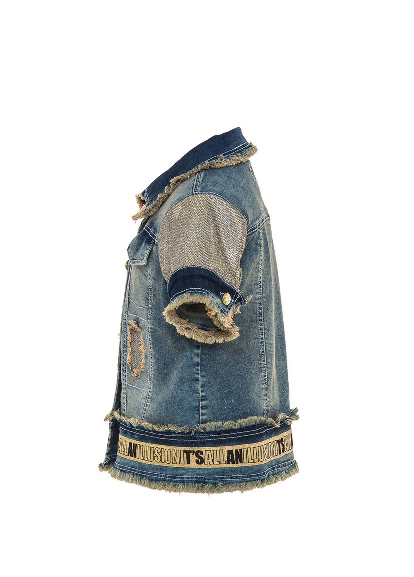 Kız çocuk kısa kollu denim çeket