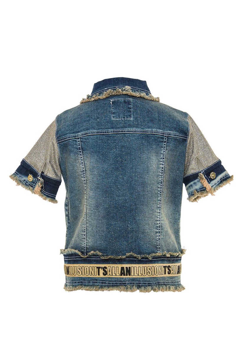 Kız çocuk kısa kollu denim çeket