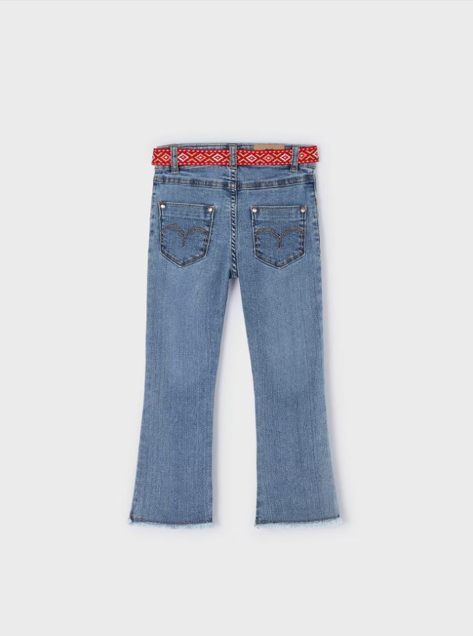 Mayoral Kız Çocuk Kemer Detaylı Kesik Paça Denim 3534