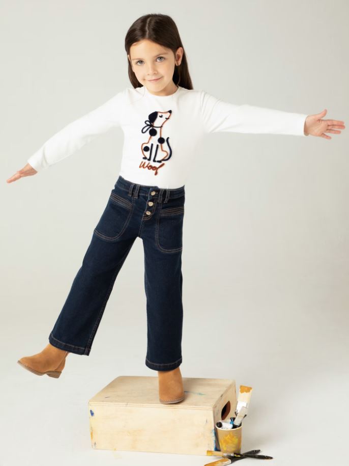 Mayoral kız çocuk denim  bol paça pantolon  4547