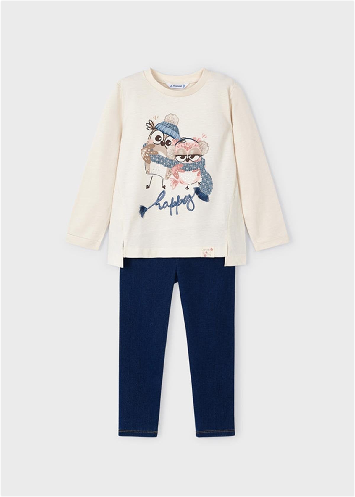 Mayoral kız çocuk sweatshırt denim tayt 2 li set 4788