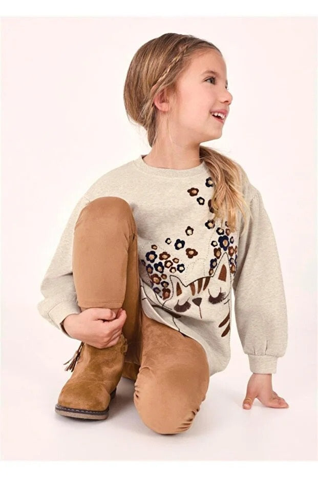 Mayoral kız çocuk sweatshırt süet tayt 2 li set 4789