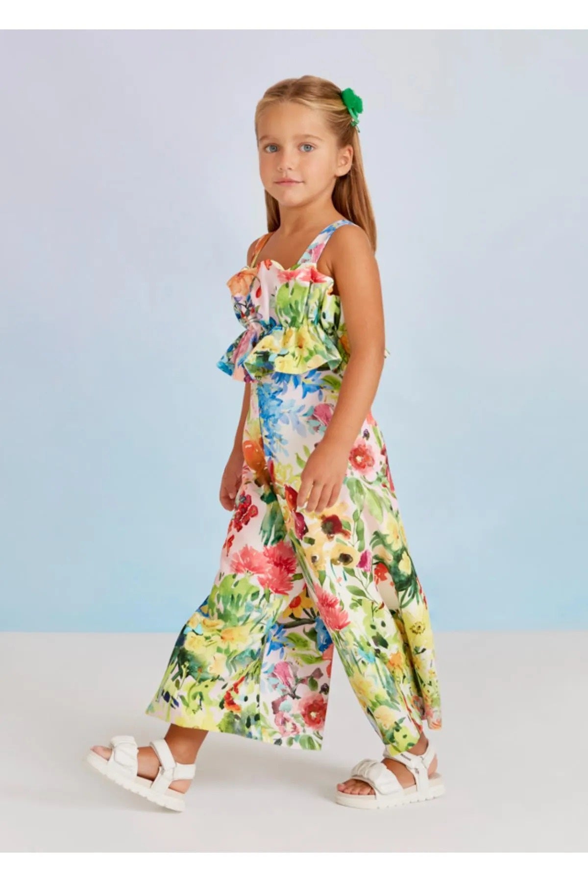 Abel&lula kız çocuk çiçekli tulum 5238