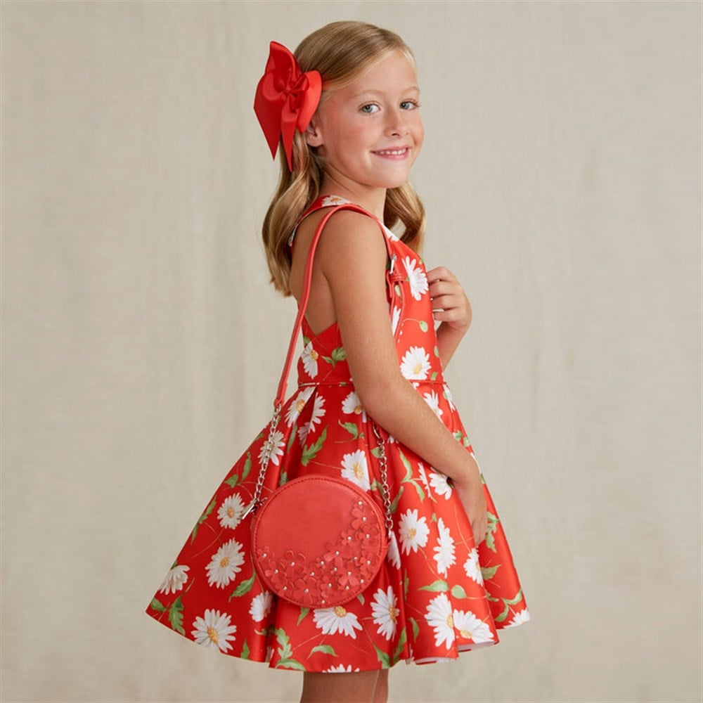 Abel&lula kız çocuk  kırmızı çiçekli çanta 5420