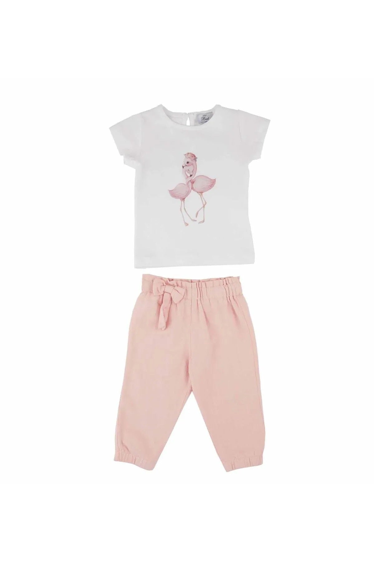 best kids Kız Bebek Ekru-pudra Fiyonklu Pantolon Takım