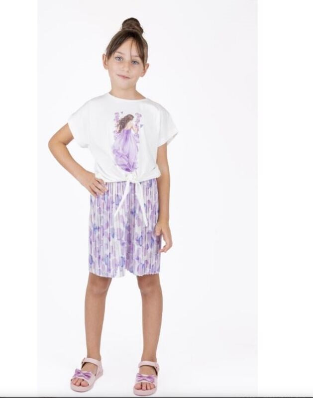 best kids Kız Çocuk Lila Pilili Şort 12090