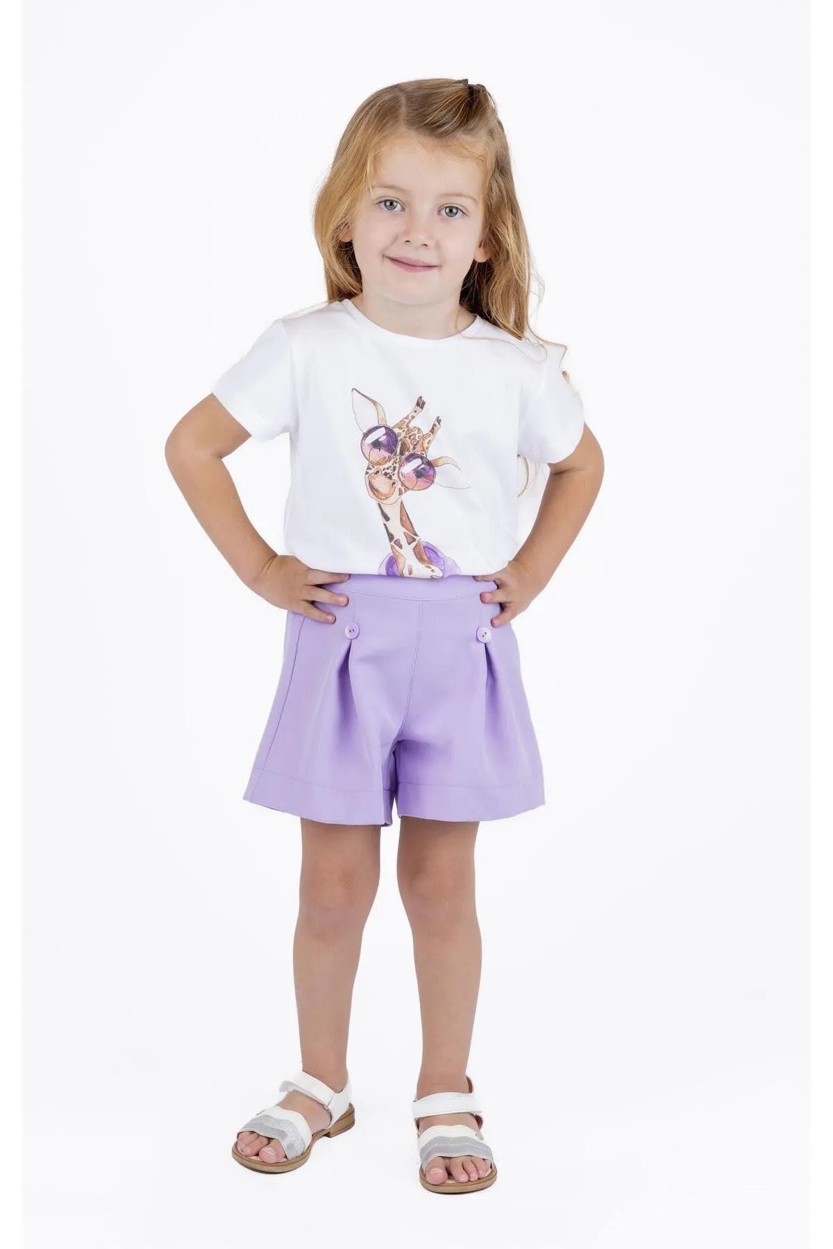 best kids Kız Çocuk Lila Süs Düğmeli Şort 12156