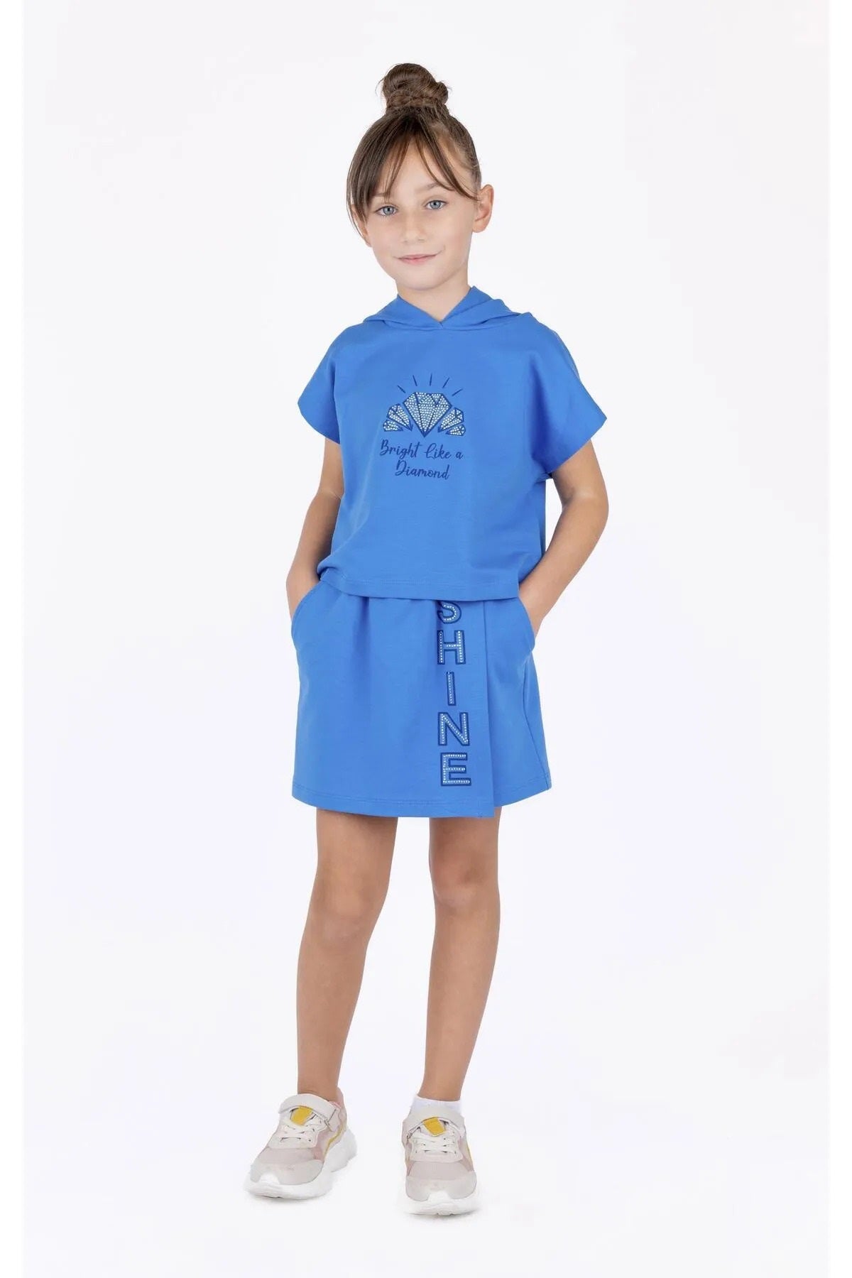 best kids Kız Çocuk Saks Mavi Şort Etek  12134