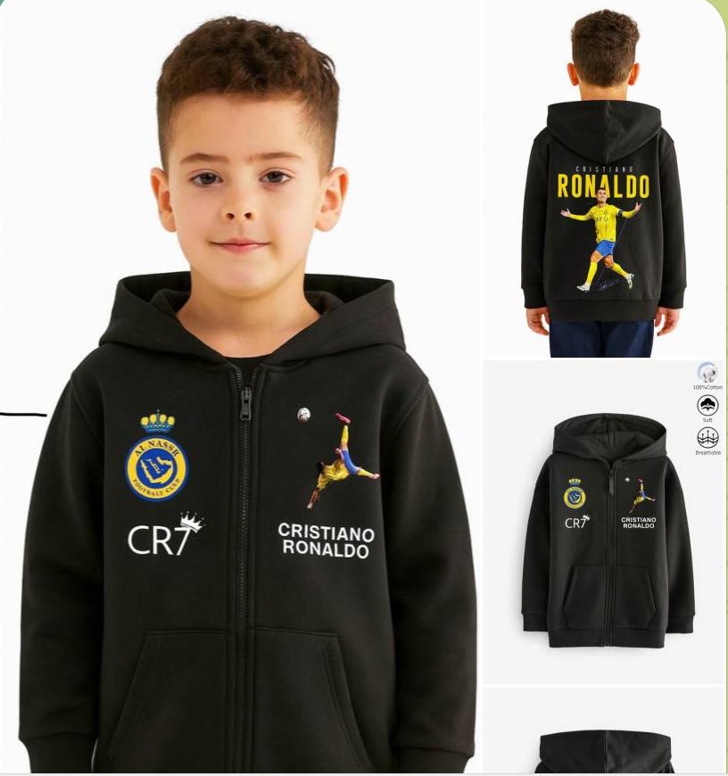 Erkek Çocuk Baskılı Kapüşonlu Fermuarlı Sweatshirt Hoodie