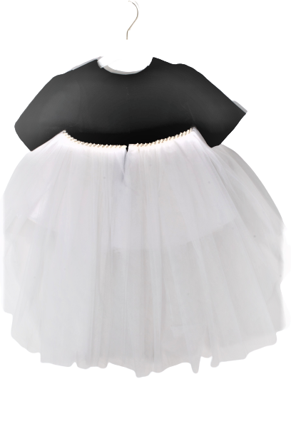 KIZ BEBEK KADİFE İNCİLİ TÜL ETEKLİ ELBİSE