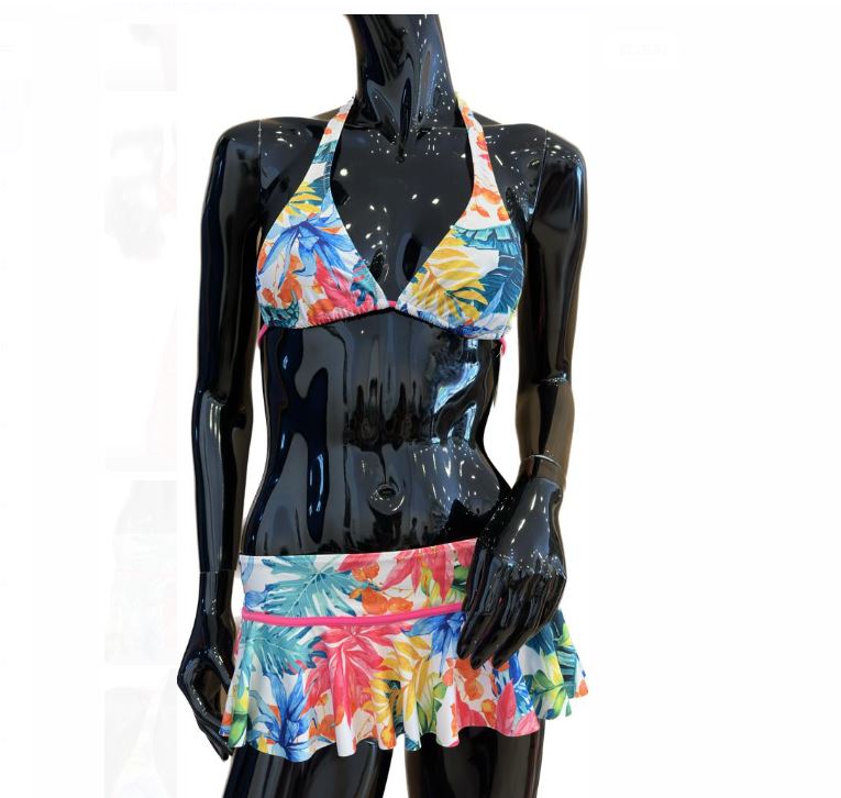 Kom balı kız çocuk 3 parça etekli bikini set