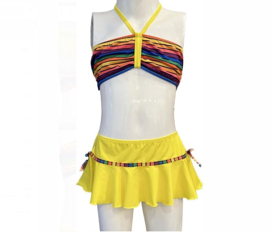 Kom Rinbow kız çocuk etekli bikini