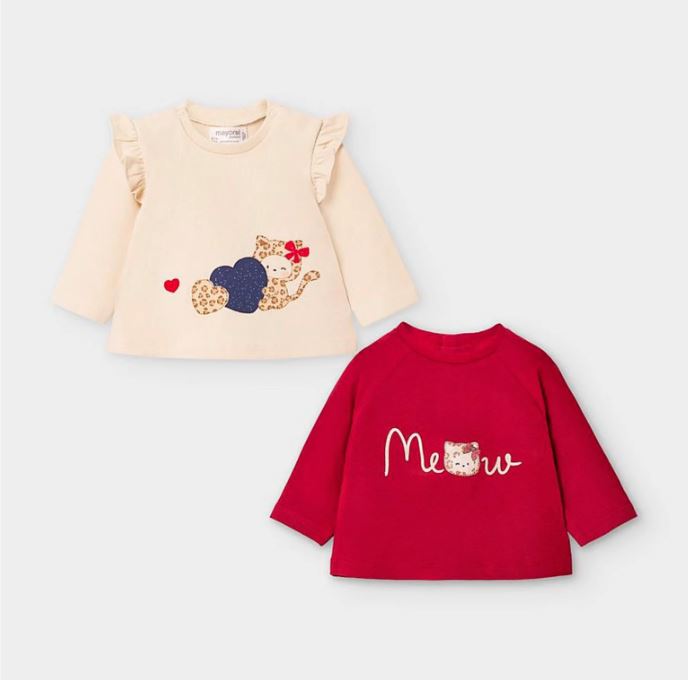 MAYORAL KIZ BEBEK  2 Lİ UZUN KOLLU  T-SHIRT SET