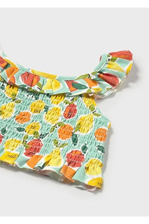 Mayoral kız bebek bandana  bluz etek set  1930
