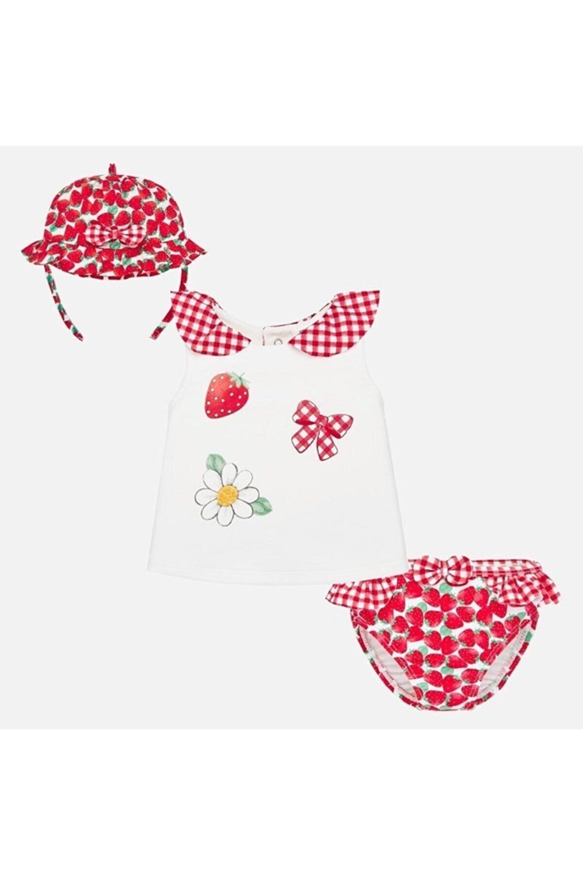 Mayoral kız bebek şapka tişört bikini altı 3 lü set 1650