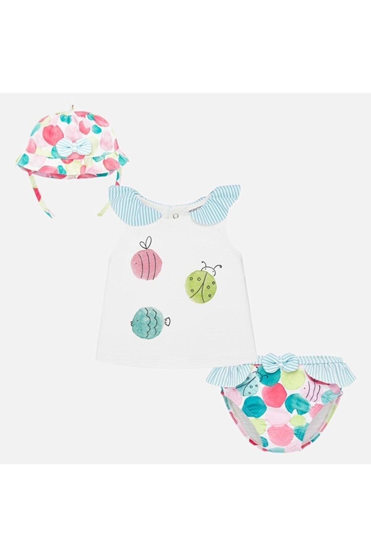 Mayoral kız bebek şapka tişört bikini altı 3 lü set 1650