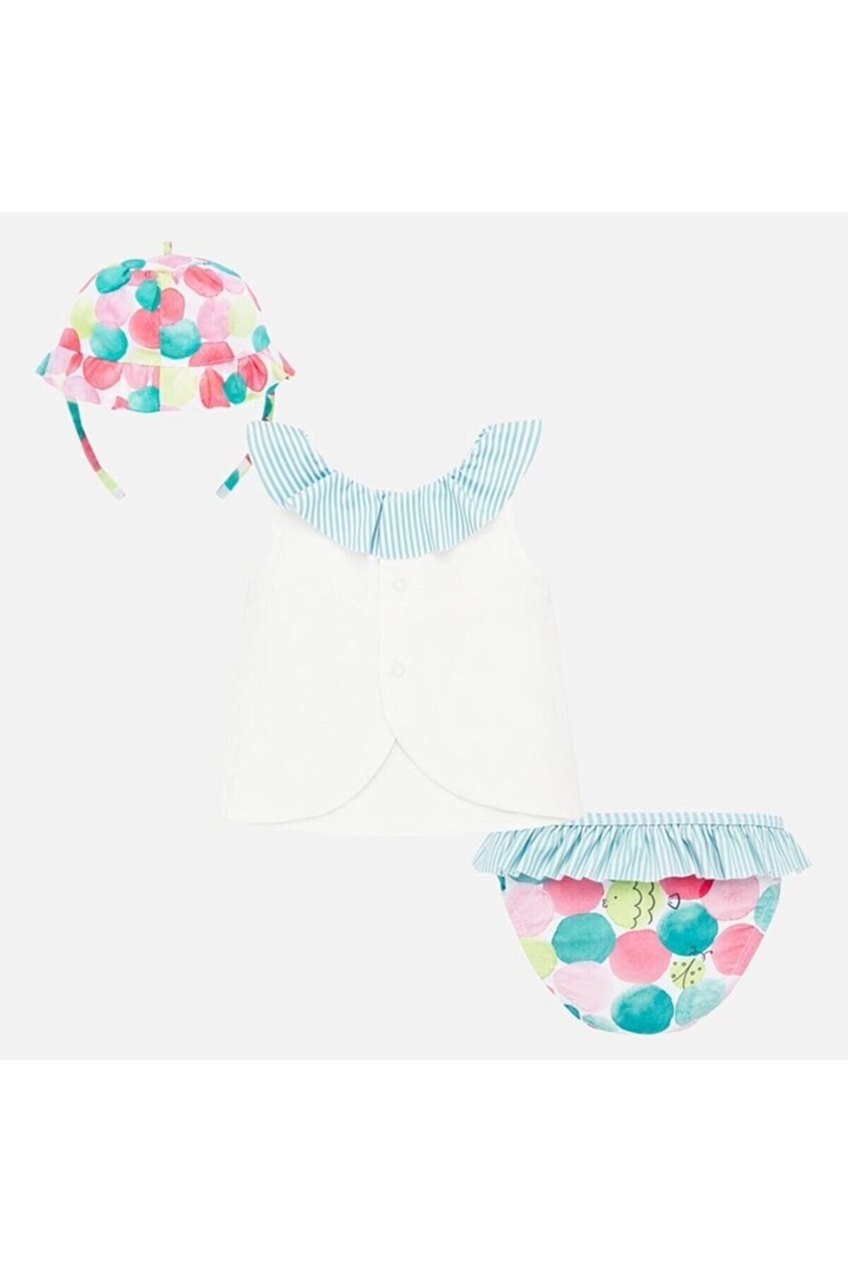 Mayoral kız bebek şapka tişört bikini altı 3 lü set 1650