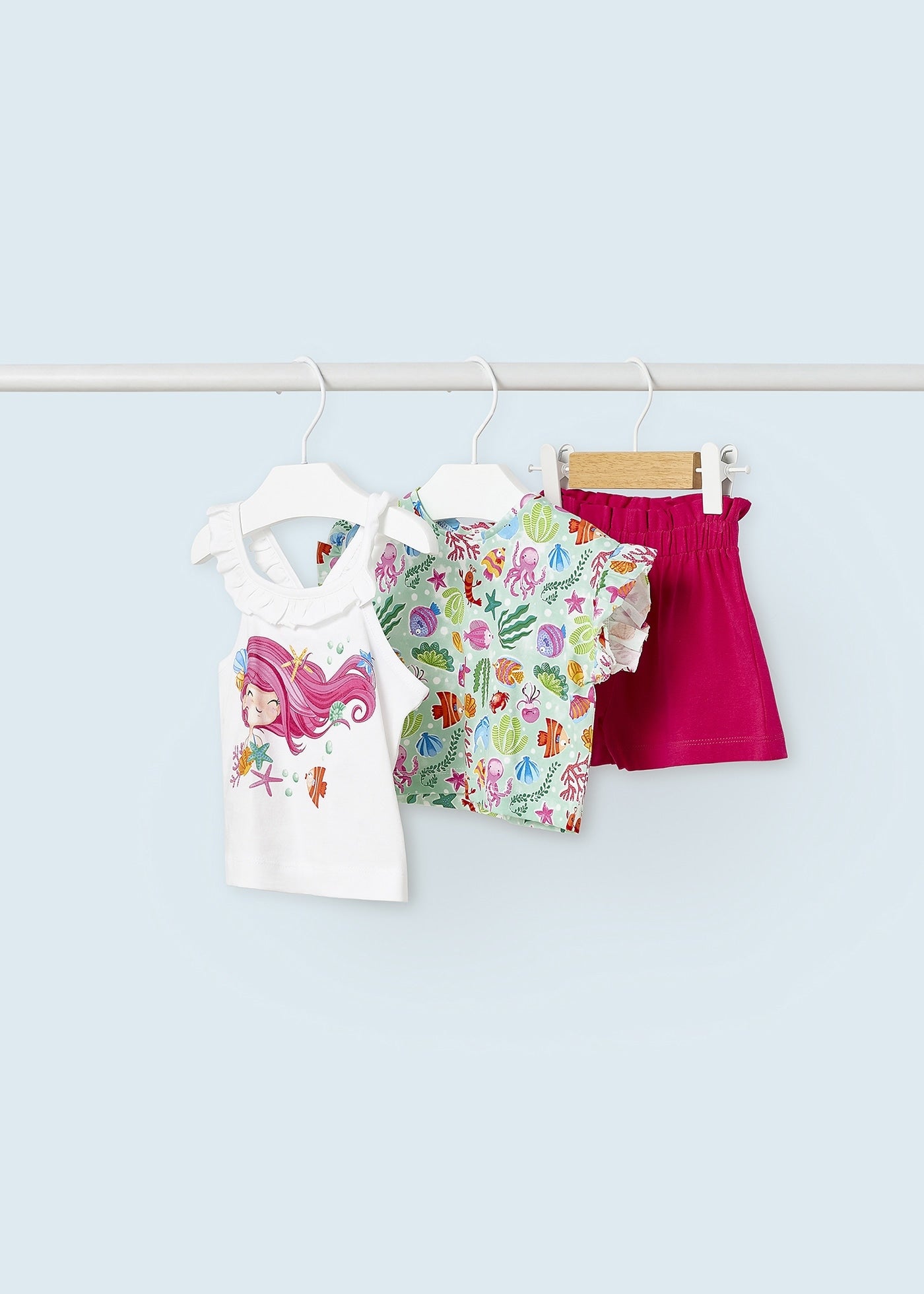 Mayoral kız bebek tişört şort 3 lü set 1278