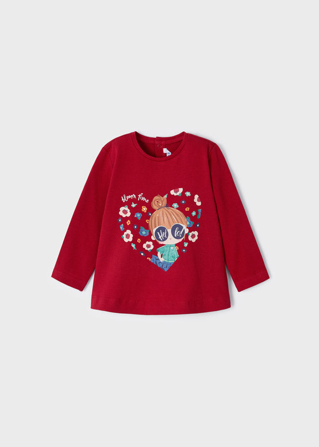 Mayoral  kız bebek uzun kol baskılı tişört 2098