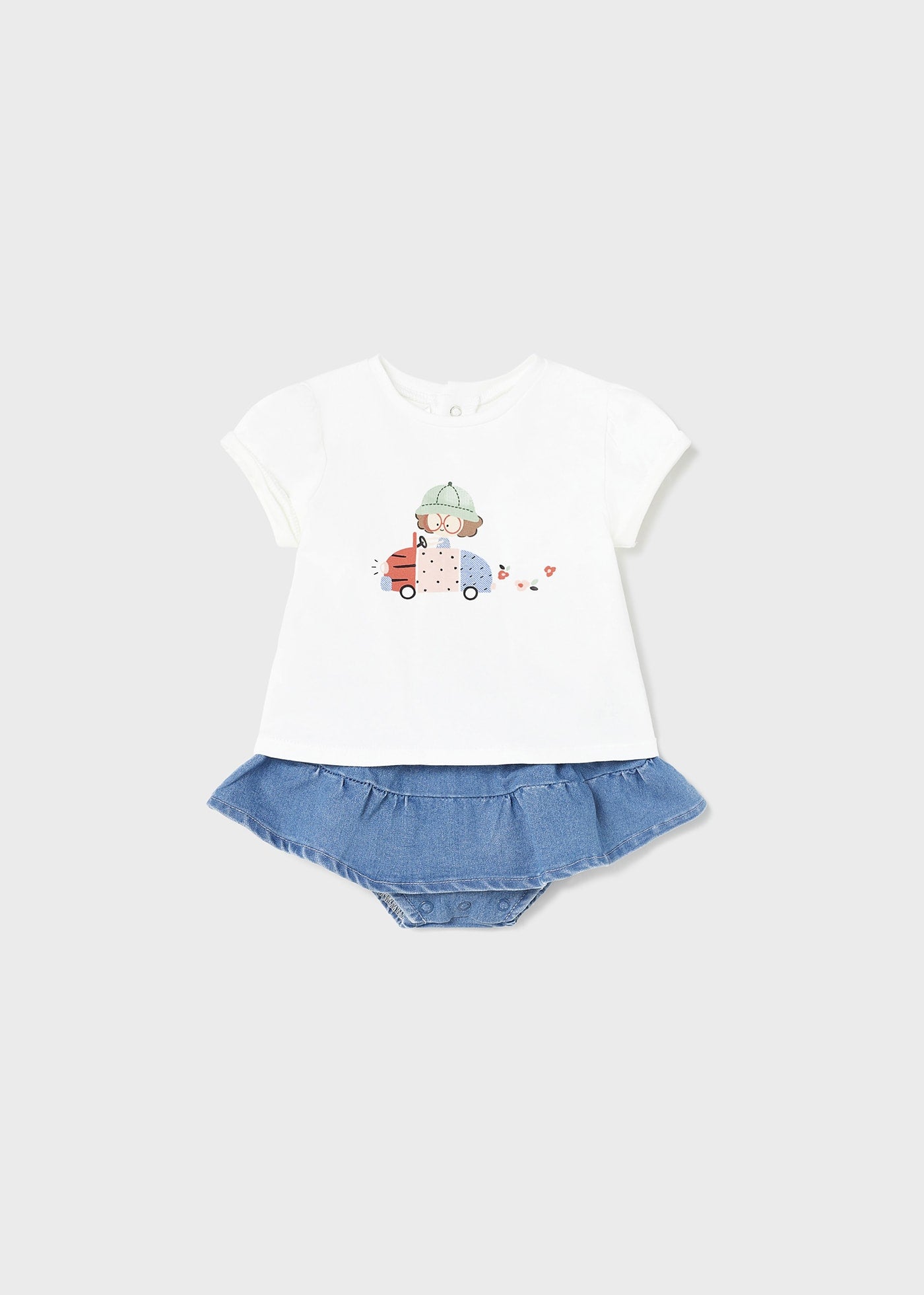 Mayoral kız bebek yazlık denim etek  tişört 2 li set 1831