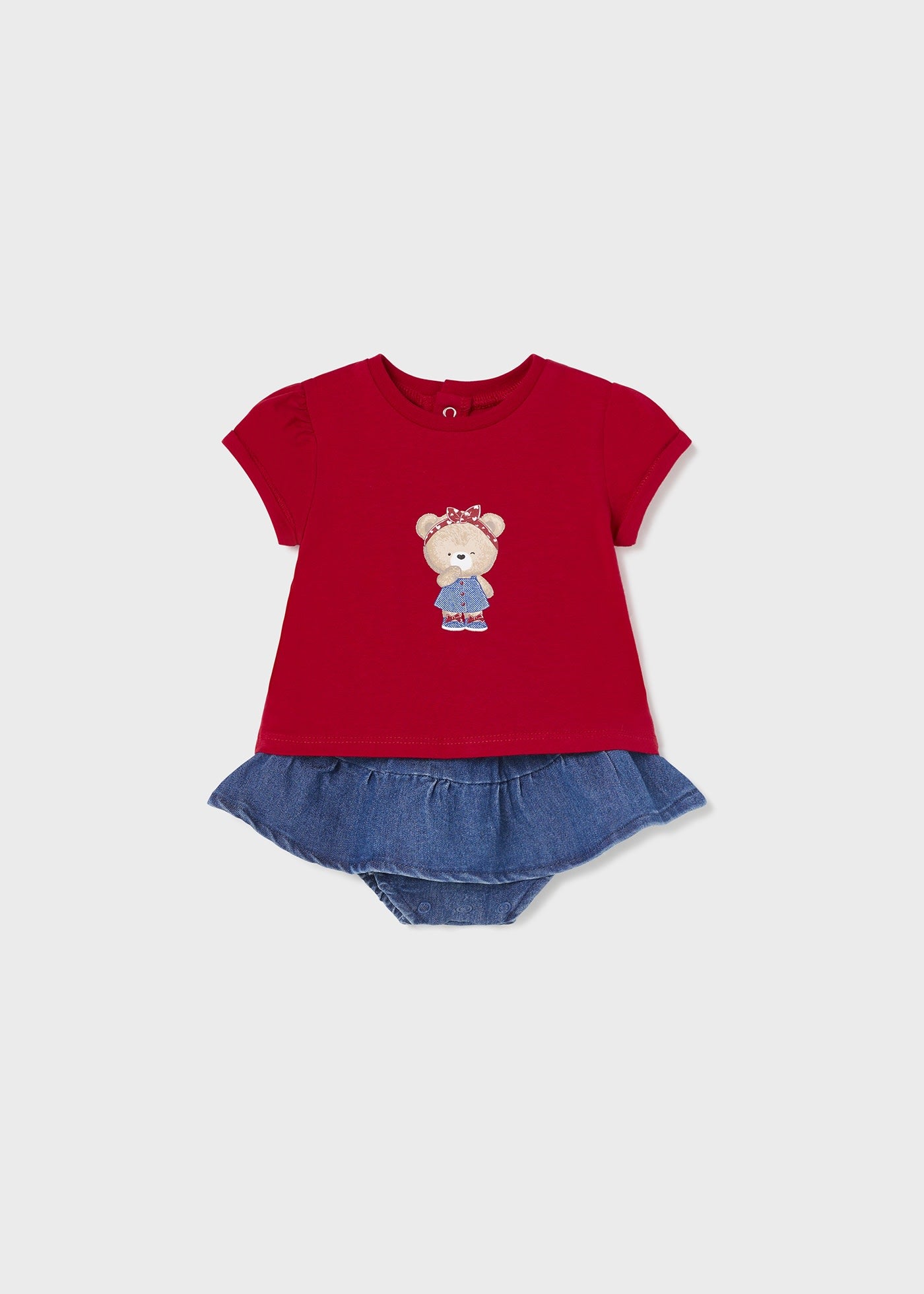 Mayoral kız bebek yazlık denim etek  tişört 2 li set 1831