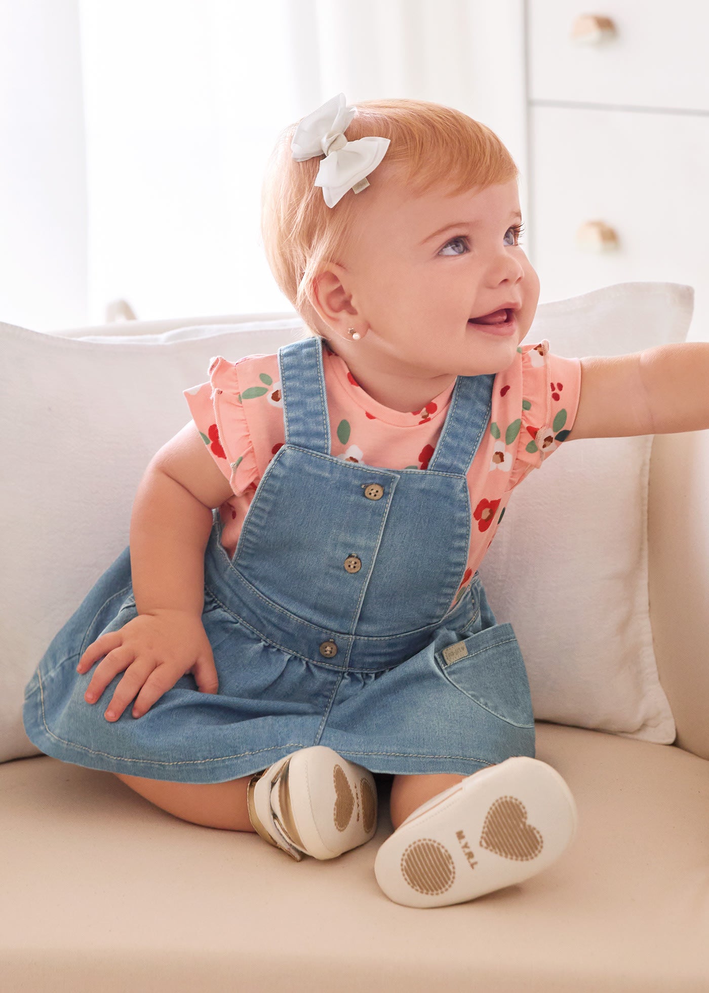 Mayoral kız bebek yazlık denim solabet etek tişört 2 li set 1830