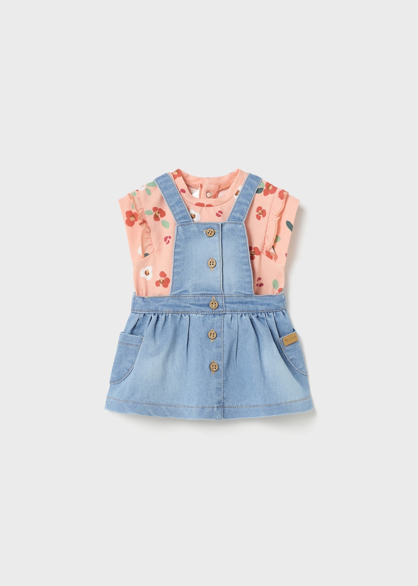 Mayoral kız bebek yazlık denim solabet etek tişört 2 li set 1830