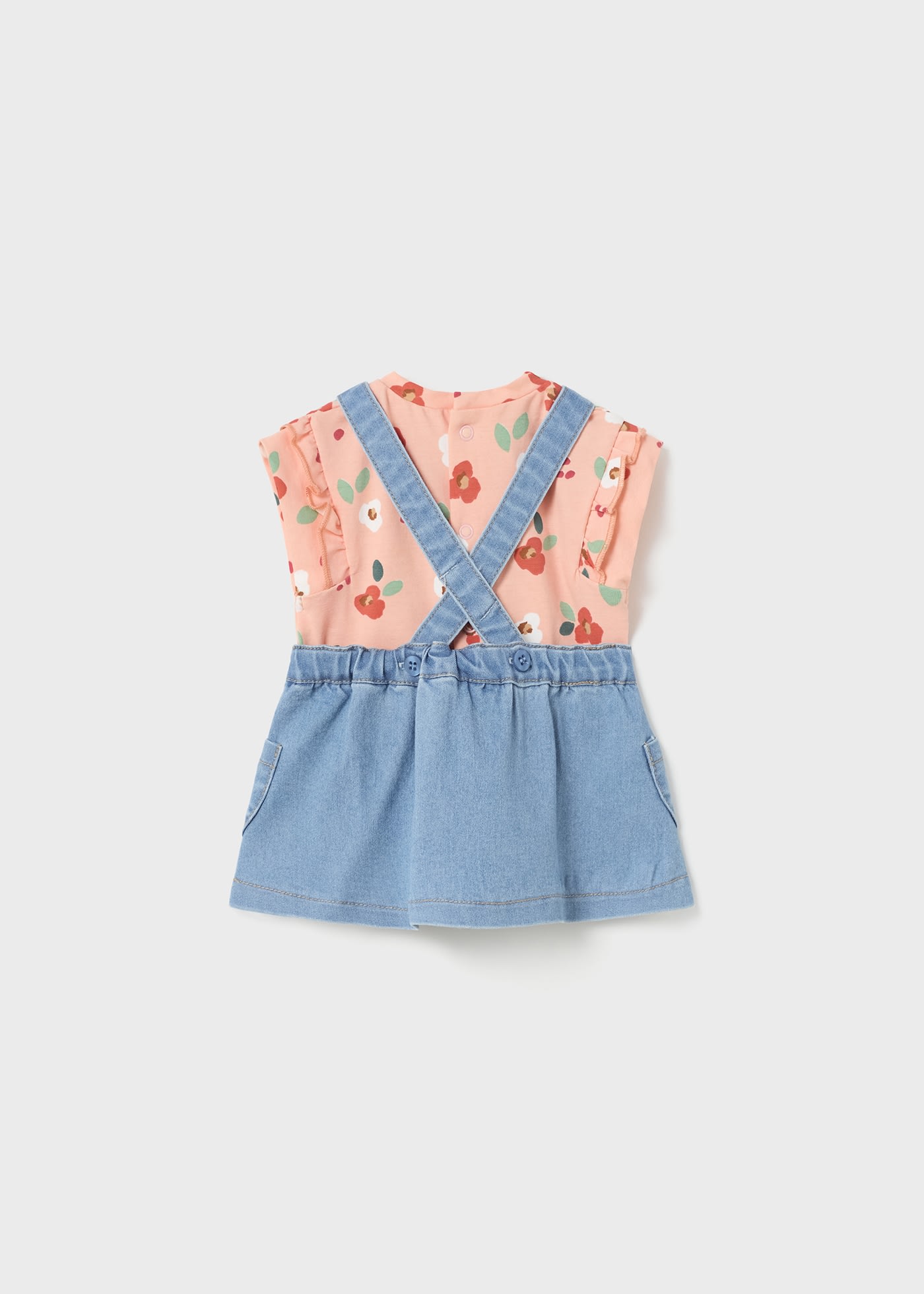 Mayoral kız bebek yazlık denim solabet etek tişört 2 li set 1830