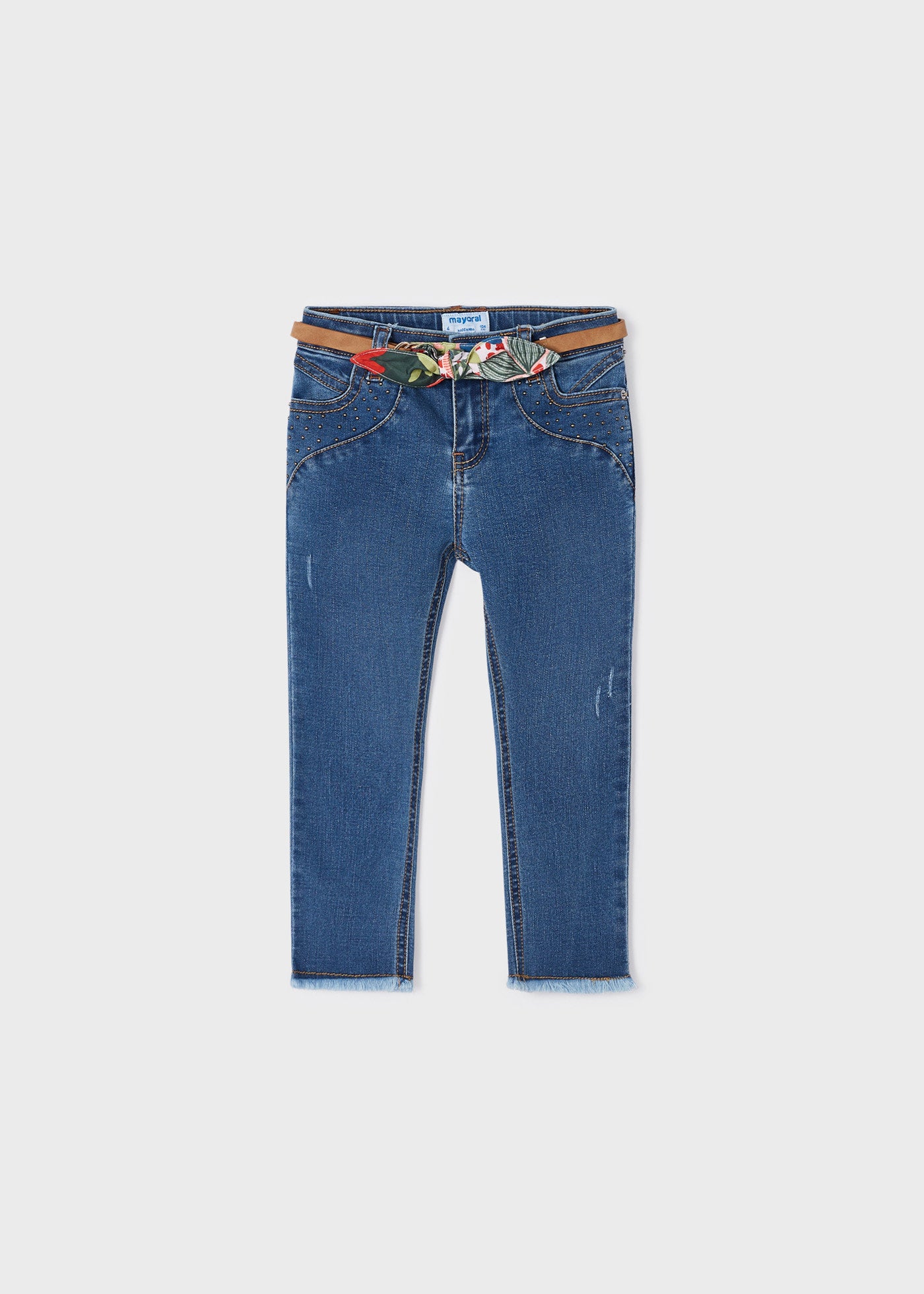 Mayoral kız çocuk denim kemerli pantolon 3509