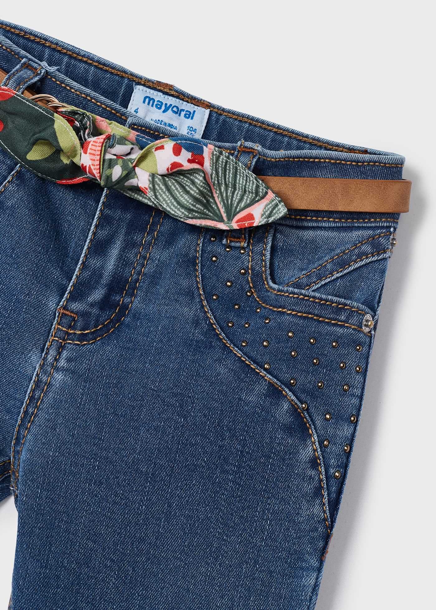 Mayoral kız çocuk denim kemerli pantolon 3509
