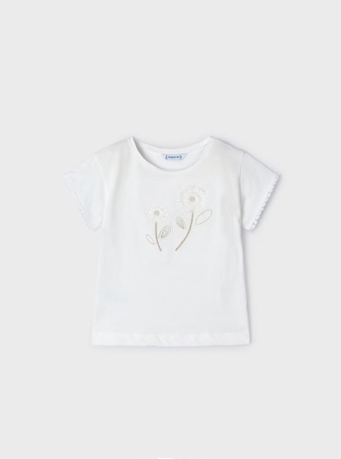 Mayoral Kız Çocuk İşlemeli Kısa Kollu Tişört 3083
