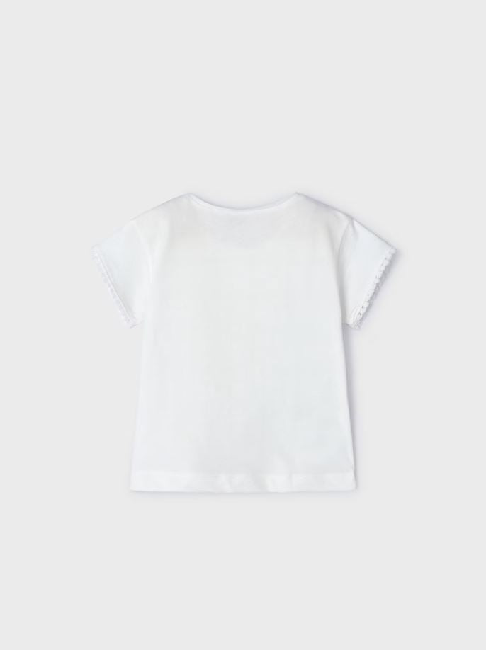 Mayoral Kız Çocuk İşlemeli Kısa Kollu Tişört 3083