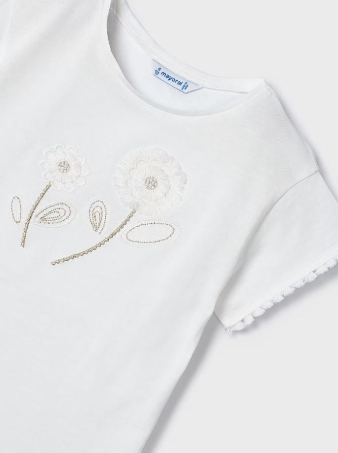 Mayoral Kız Çocuk İşlemeli Kısa Kollu Tişört 3083