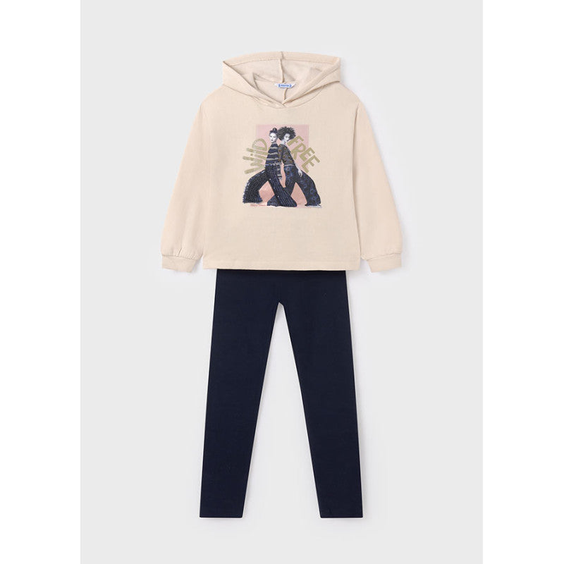 Mayoral kız çocuk kapişonlu pullover tayt 2 li set 7749