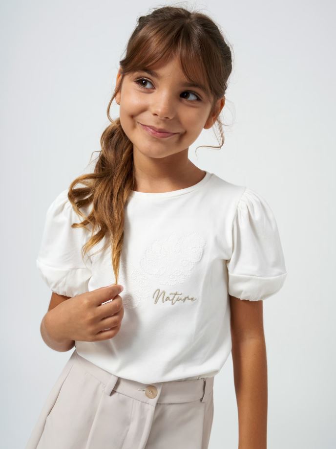 Mayoral Kız Çocuk Krem T-shirt  6002