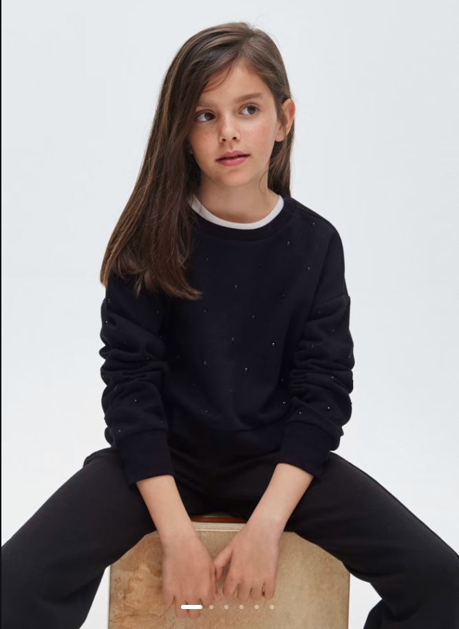 Mayoral Kız Çocuk Siyah Sweatshirt Ust Pulover Rıvetlı  7402