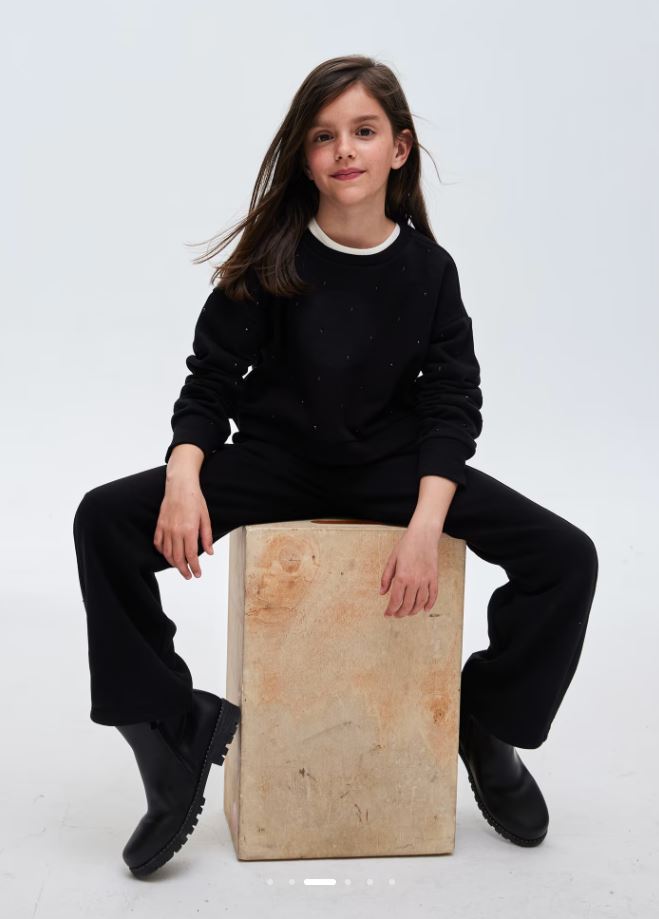 Mayoral Kız Çocuk Siyah Sweatshirt Ust Pulover Rıvetlı  7402