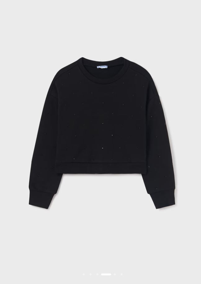 Mayoral Kız Çocuk Siyah Sweatshirt Ust Pulover Rıvetlı  7402