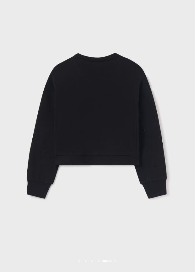 Mayoral Kız Çocuk Siyah Sweatshirt Ust Pulover Rıvetlı  7402