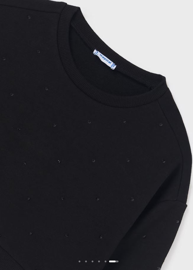 Mayoral Kız Çocuk Siyah Sweatshirt Ust Pulover Rıvetlı  7402