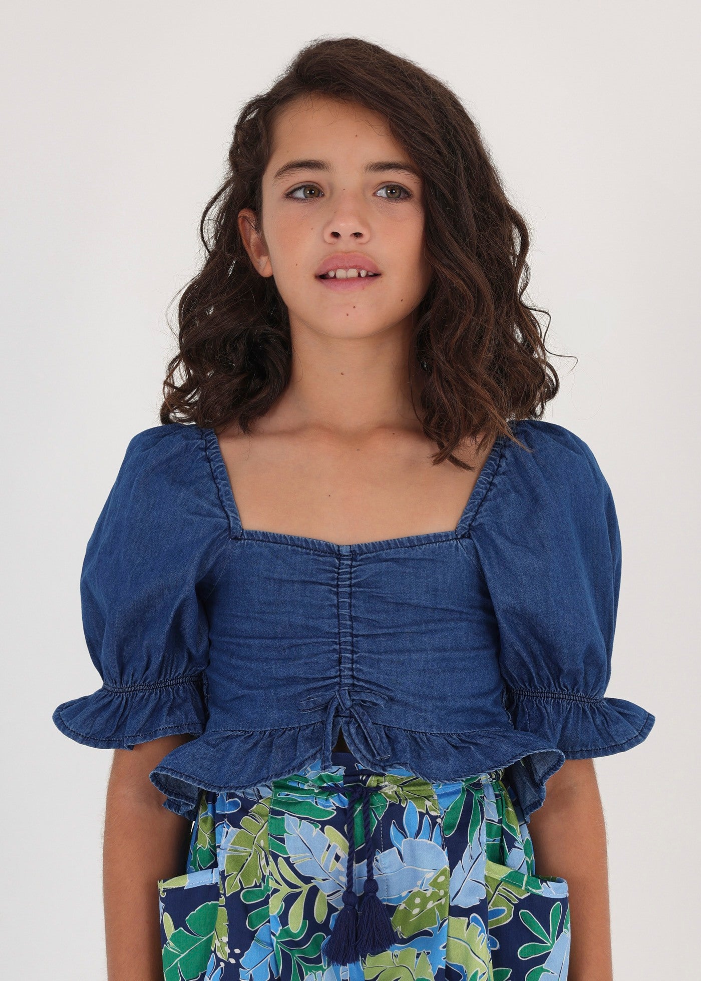 Mayoral kız çocuk yazlık denim bluz 6197