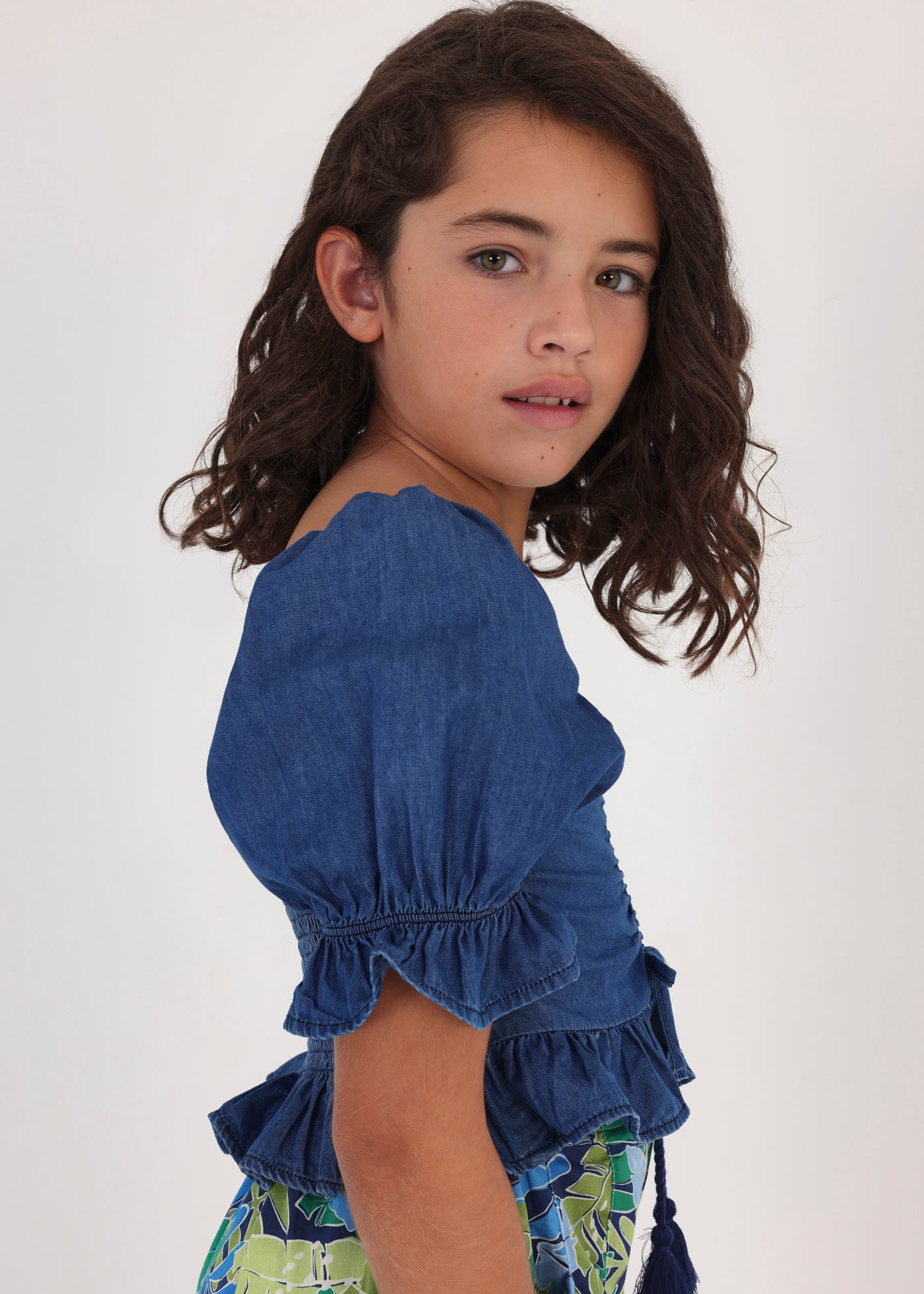 Mayoral kız çocuk yazlık denim bluz 6197