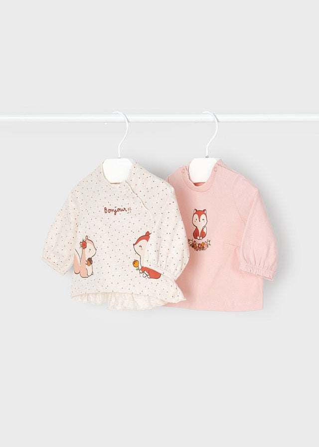 Mayoral yenidogan kız bebek uzun kol 2 li  tişört set 2086